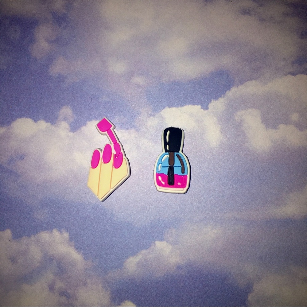 Nail and Nail Polish 2 Piece Shoe Charms - Decorations - Shoe Accesories